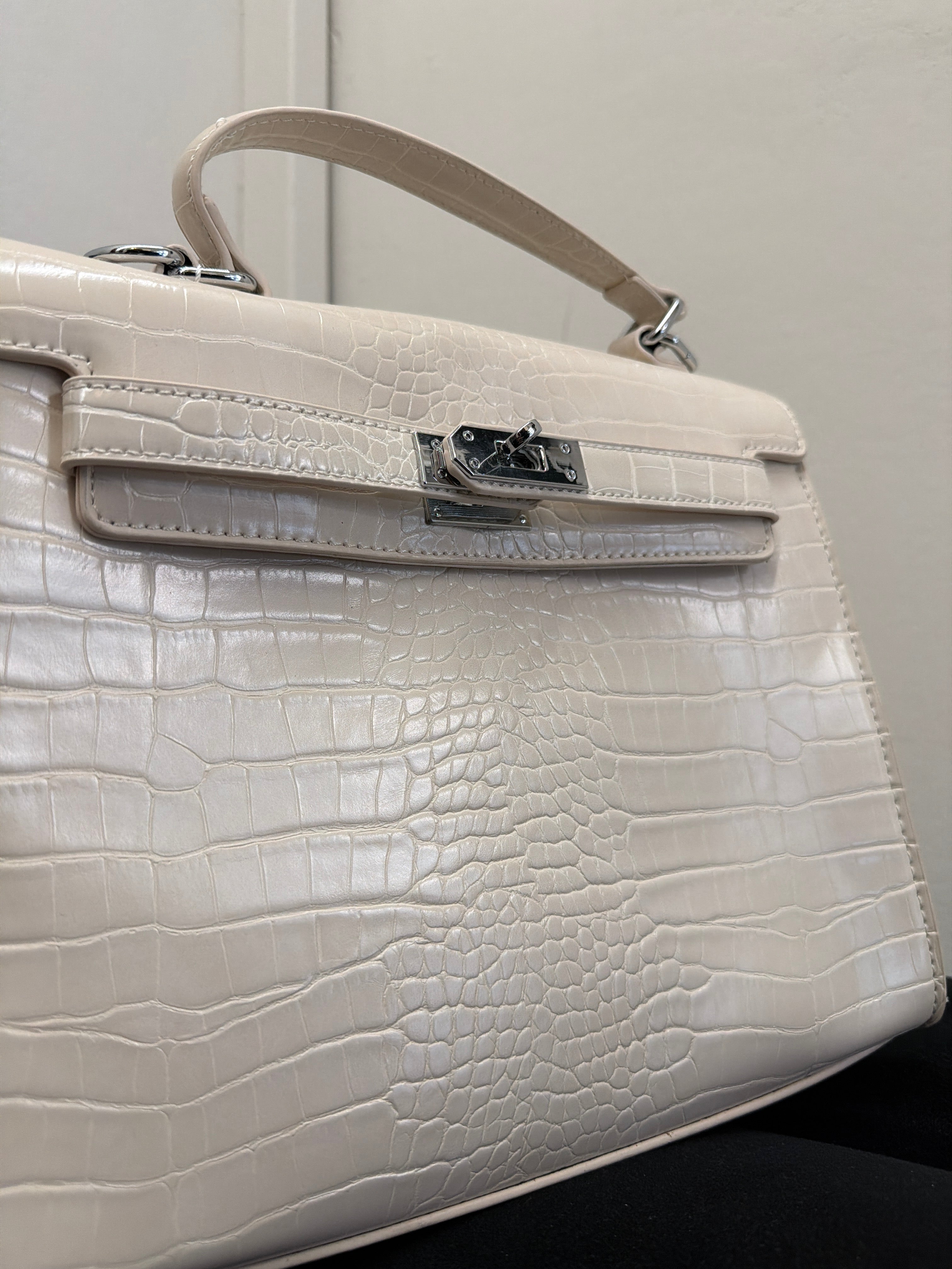 Borsa crocodile beige